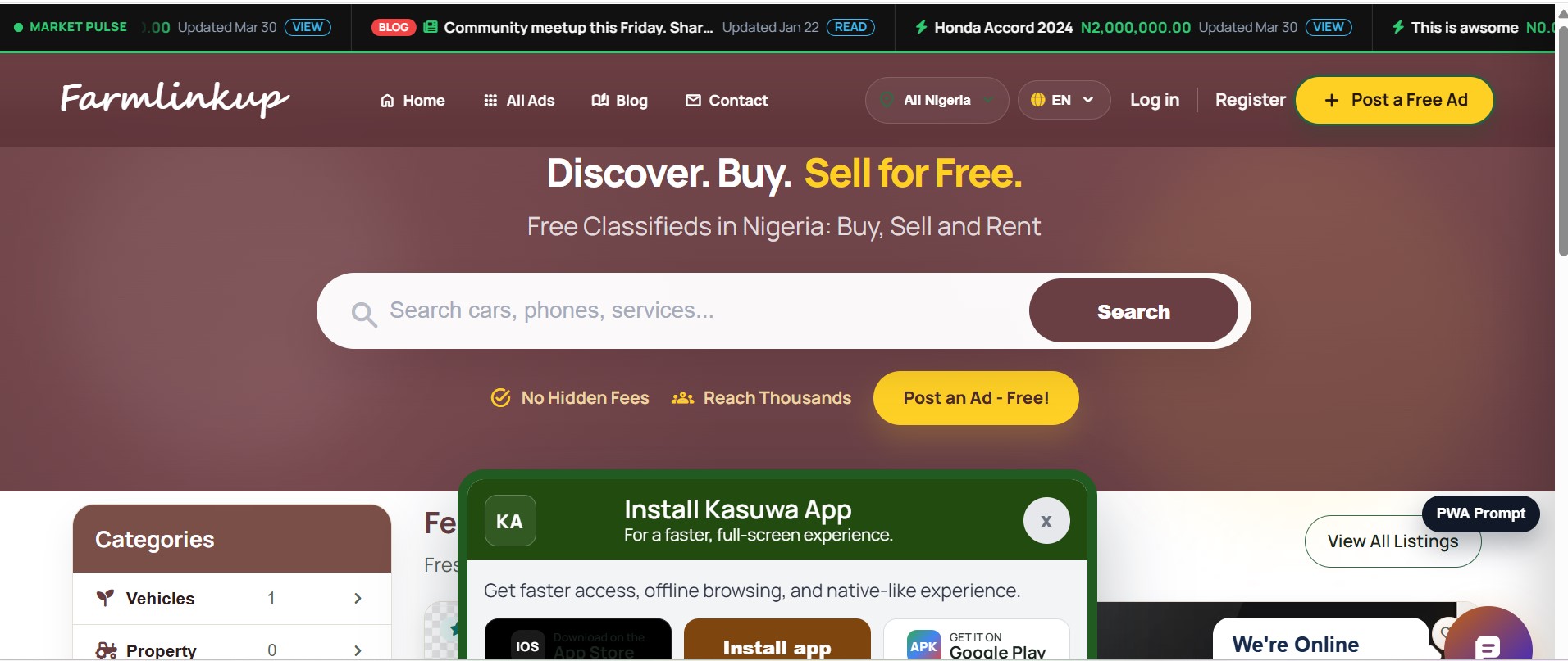 Kasuwa Classifieds design variation one preview